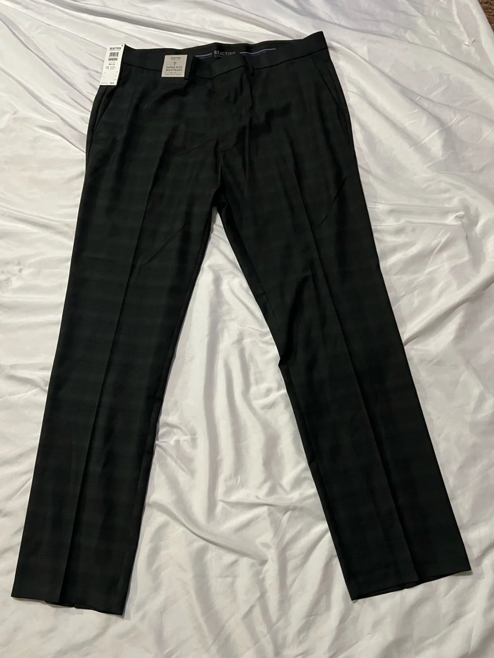 Kenneth Cole Reaction Black Plaid Men's Dress Pants